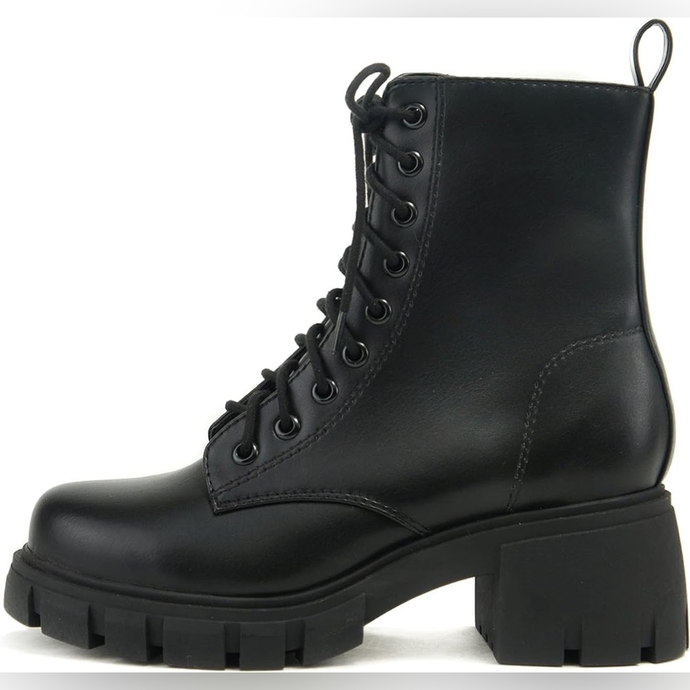 Soda Tundra Lug Sole Lace up Combat Ankle Boot w/Side Zipper